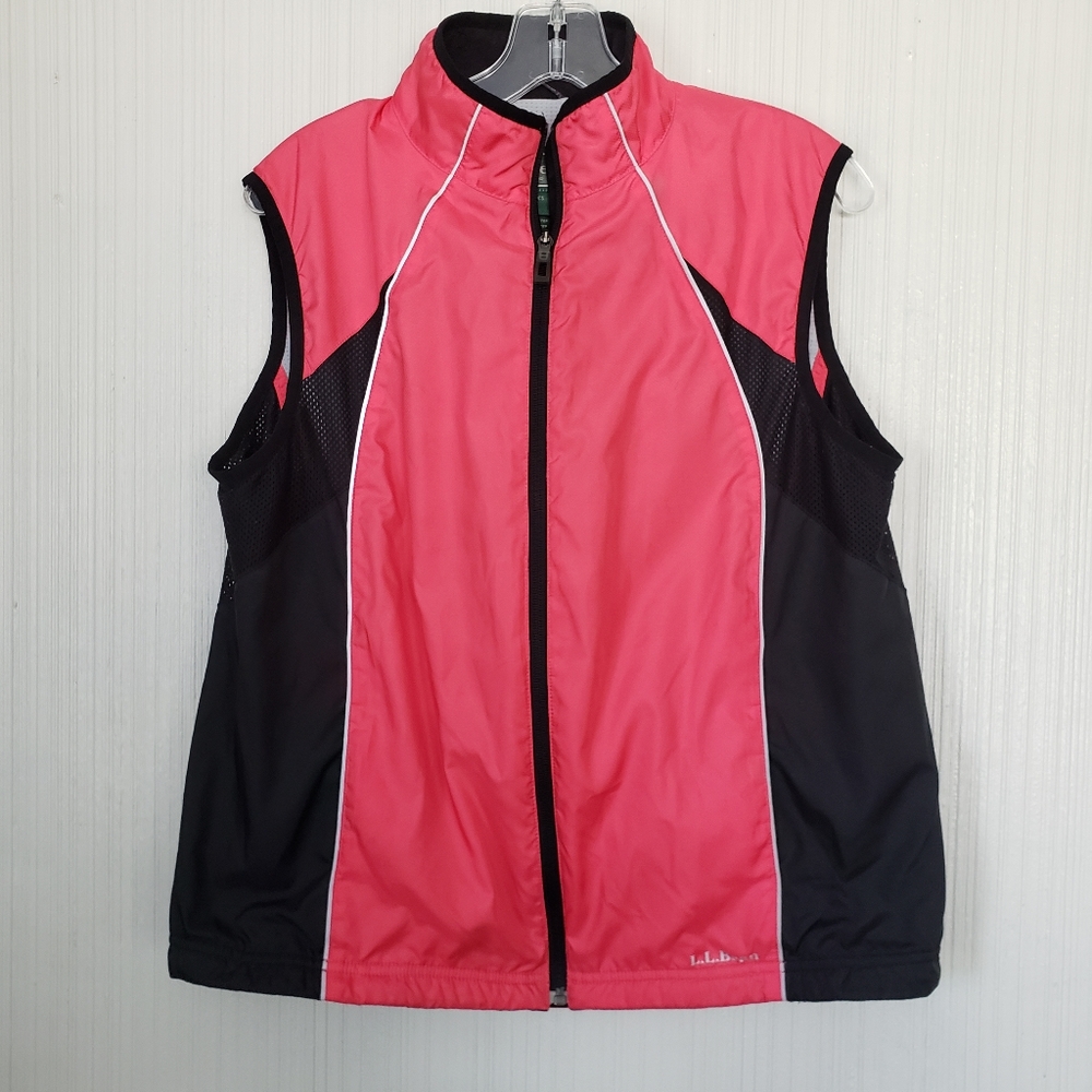 L.L. BEAN Women's Athletic Vest, Pink/Blk, sz L